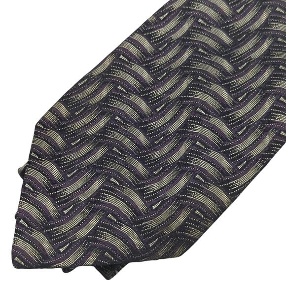 Vintage Polo‎ Ralph Lauren Men's Tie Jacquard Arches Purple Silver Silk Necktie